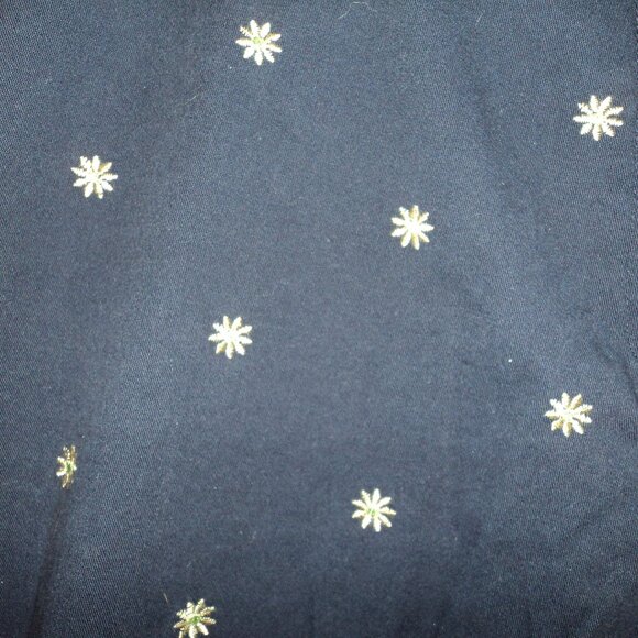 M Collection Women's Size 16 Capri Pants Embroidered Daisy Navy Blue Yellow - Picture 2 of 9